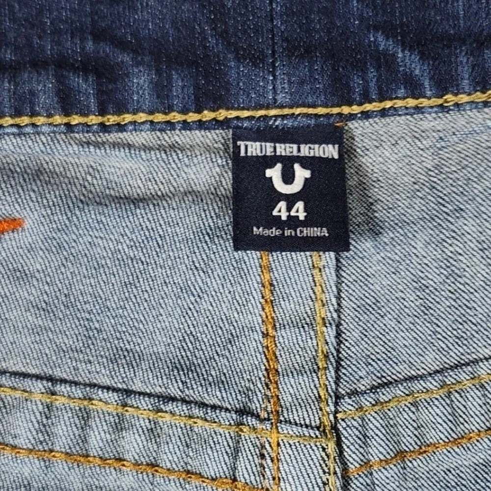 True Religion Ricky Straight Jean Men 44x32 Dark Wash Blue Excellent Flap Pocket